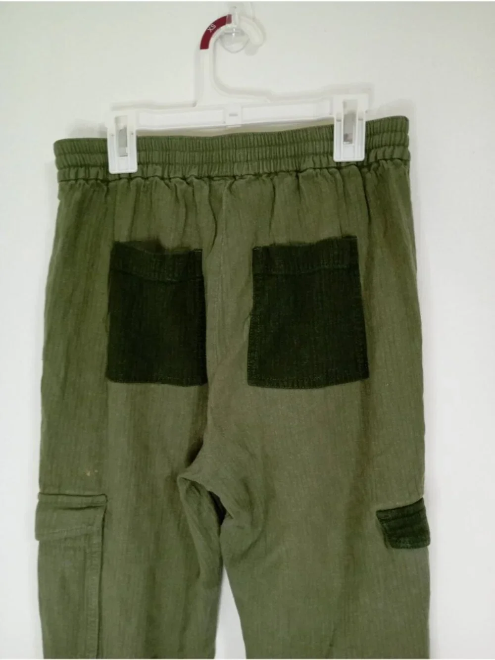 J.Crew Green Patchwork Jogger Pants XS Linen-Blend Cargo Style With Drawstring
